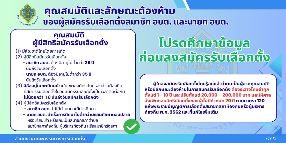 การรับสมัครรับเลือกตั้ง สมาฃิกสภาองค์การบริหารส่วนตำบลและนายกองค์การบริหารส่วนตำบล